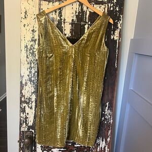 French Connection Theresa Velvet Dress Willow Green Shift V Neck Sleeveless 8